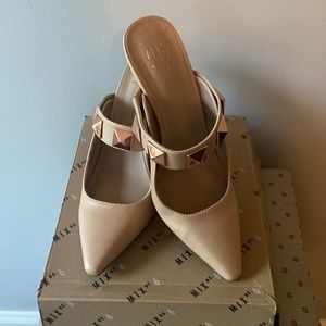 Mix No.6 dress mule with rose copper details